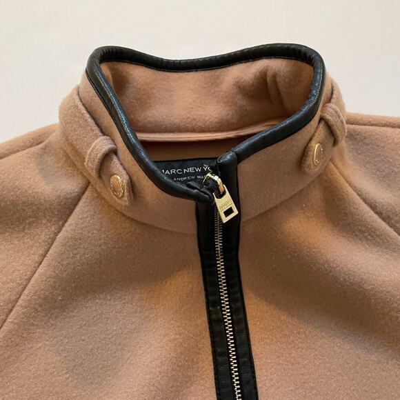 Marc New York Lightweight Camel Coat Faux Leather Trim, Oversized Fit, XS - Picture 6 of 13